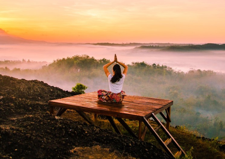 Lady meditating