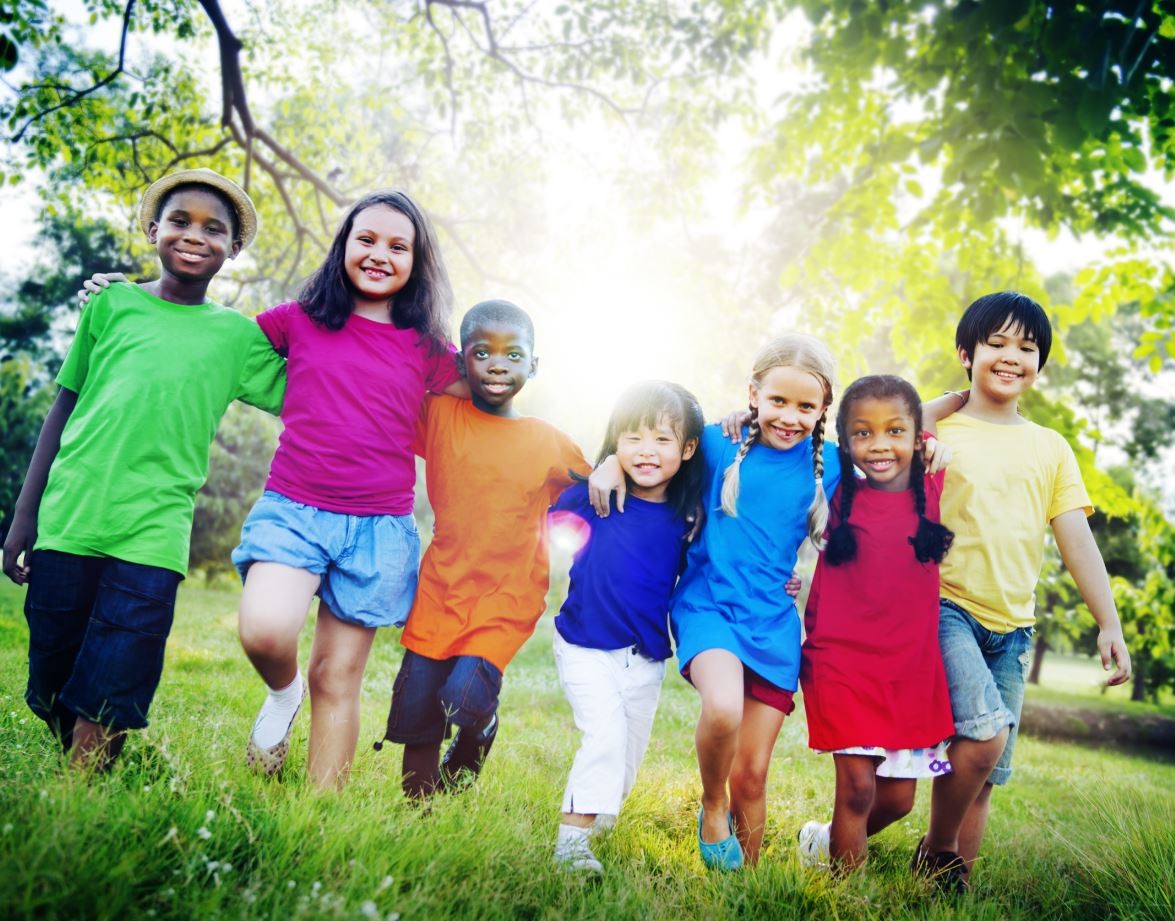 Children enjoying in greenery